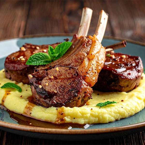 Lamb chops with Ballymaloe Mint mash